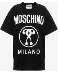 Moschino T-shirt In Jersey Double Question Mark - Nero