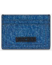 Moschino - Denim Print Nappa Leather Card Holder - Lyst