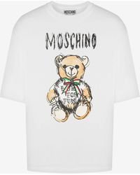 Moschino - T-shirt In Jersey Organico Drawn Teddy Bear - Lyst