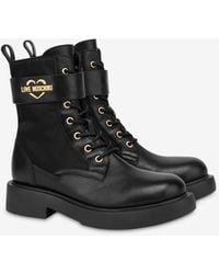 Love Moschino - Calf And Nylon Ankle Boots - Lyst