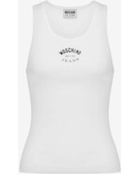 Moschino - Stretch Cotton Tank Top With Logo - Lyst