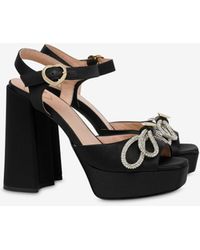 Moschino - Sparkling Bow Satin Sandals With Platform - Lyst