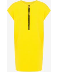 Moschino - Kleid Aus Envers-satin Lettering Zipper Pull - Lyst