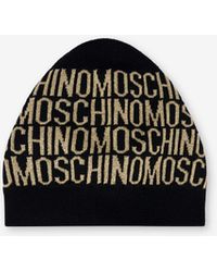 Moschino - Mütze Aus Wolle Allover Logo - Lyst