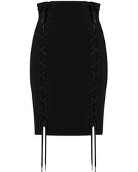 Moschino Bondage Lacing Crêpe Skirt - Black