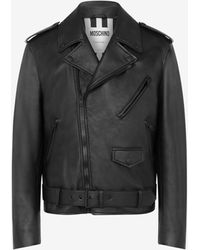 Moschino - In Love We Trust Nappa Leather Biker Jacket - Lyst