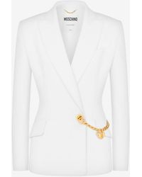 Moschino - Giacca In Crêpe Stretch Chain & Heart - Lyst