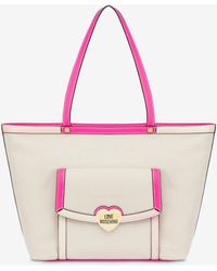 Moschino - Shopper In Canvas Metal Heart - Lyst