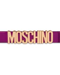 Moschino Ceinture En Cuir De Veau Logo Lettering - Violet