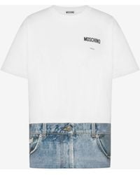 Moschino - Printed Organic Cotton Jersey T-Shirt - Lyst