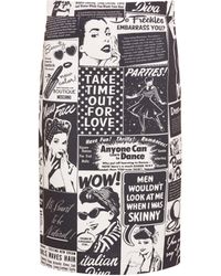 Boutique Moschino Gonna Tubino Con Stampa Newspaper - Nero