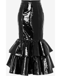 Moschino - Patent Leather Skirt With Ruffles - Lyst