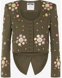 Moschino - Giacca Cropped In Tela Di Cotone Flowers - Lyst
