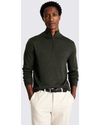 Moss - Khaki Merino Zip-Neck Jumper - Lyst
