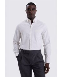 Moss - Taupe Stripe Washed Cotton Oxford Shirt - Lyst