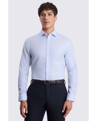 Moss - Slim Fit Sky Narrow Stripe Non Iron Cotton Shirt - Lyst