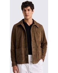 Moss - Taupe Suede Shacket - Lyst