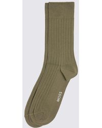 Moss - Light Fine Ribbed Socks - Lyst