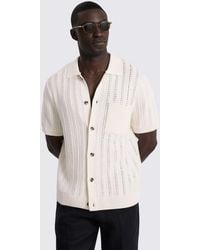 Moss - Off- Chevron Pointelle Cotton-Blend Knitted Shirt - Lyst