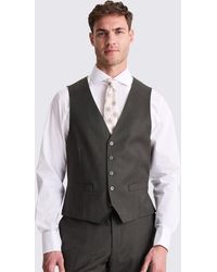 Moss - Regular Fit Charcoal Twill Waistcoat - Lyst