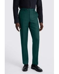 Moss - Slim Fit Emerald Twill Linen Trousers - Lyst