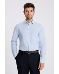 Moss - Slim Fit Sky Stripe Non-Iron Cotton Shirt - Lyst
