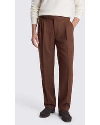 Moss - Dark Chesnut Flannel Pleated Trousers - Lyst