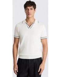 Moss - Off- Contrast Placket Cotton Skipper Polo Shirt - Lyst