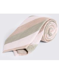 Moss - Stripe Linen & Silk Tie - Lyst