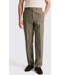 Moss - Relaxed Fit Khaki Cotton Linen Trousers - Lyst
