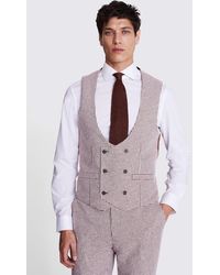 Moss - Slim Fit Copper Houndstooth Waistcoat - Lyst