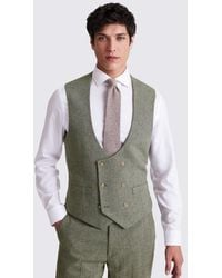 Moss - Regular Fit Sage Herringbone Waistcoat - Lyst