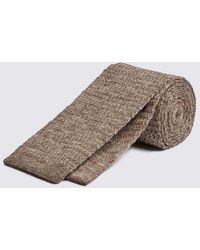Moss - Cappuccino Melange Knitted Linen Tie - Lyst