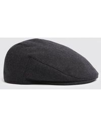 Moss - Charcoal Melton Wool Flat Cap - Lyst