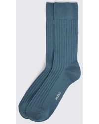 Moss - Steel Fine Ribbed Socks - Lyst