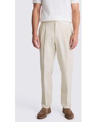 Moss - Light Camel Cotton Pleated Trouser - Lyst