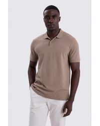 Moss - Dark Taupe Cotton Piqué Polo Shirt - Lyst