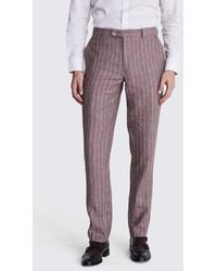 Moss - Slim Fit Dusty Stripe Linen Trousers - Lyst