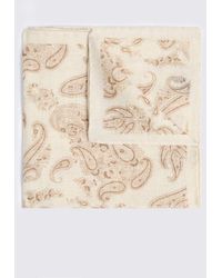 Tessitura bottinelli - Italian Neutral Paisley Wool Pocket Square - Lyst