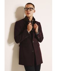 Moss London Slim Fit Berry Overcoat - Red