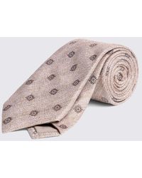 Moss - Cream Medallion Silk & Linen Tie - Lyst