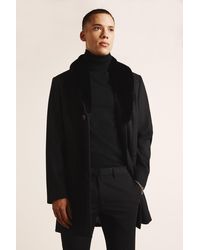 Moss London Slim Fit Black Overcoat