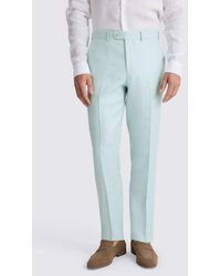 Moss - Tailored Fit Aqua Twill Linen Trouser - Lyst