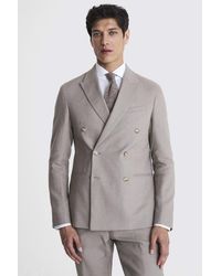 Moss - Slim Fit Taupe Matte Linen Suit Jacket - Lyst