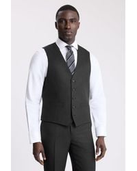 Moss - Regular Fit Charcoal Twill Waistcoat - Lyst