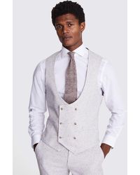Moss - Tailored Fit Taupe Houndstooth Waistcoat - Lyst