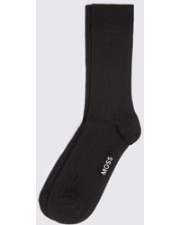 Moss - Dark Mercerised Ribbed Socks - Lyst
