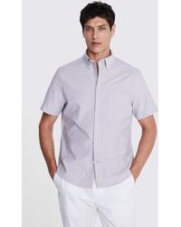 Moss - Light Taupe Short Sleeve Washed Oxford Shirt - Lyst