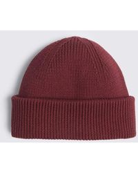 Moss - Burgundy Fisherman Ribbed Beanie - Lyst