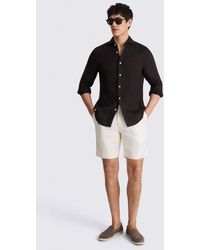 Moss - Off- Linen-Blend Pleated Shorts - Lyst